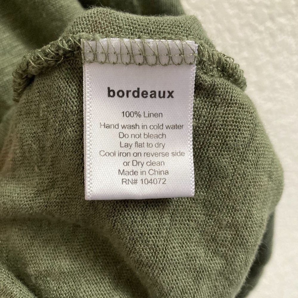 Bordeaux by Anthropology 100% Linen Olive Green & Blush Pink Two Toned Shirt - Picture 9 of 11